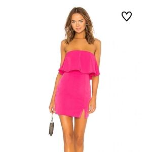 Revolve Superdown Catalina Hot Pink Ruffle Flouce Overlay Tube Mini Dress